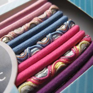 12 Large Pink Blue Design Goody Ouchless Ponytailer Hair Bands No Metal Elastics